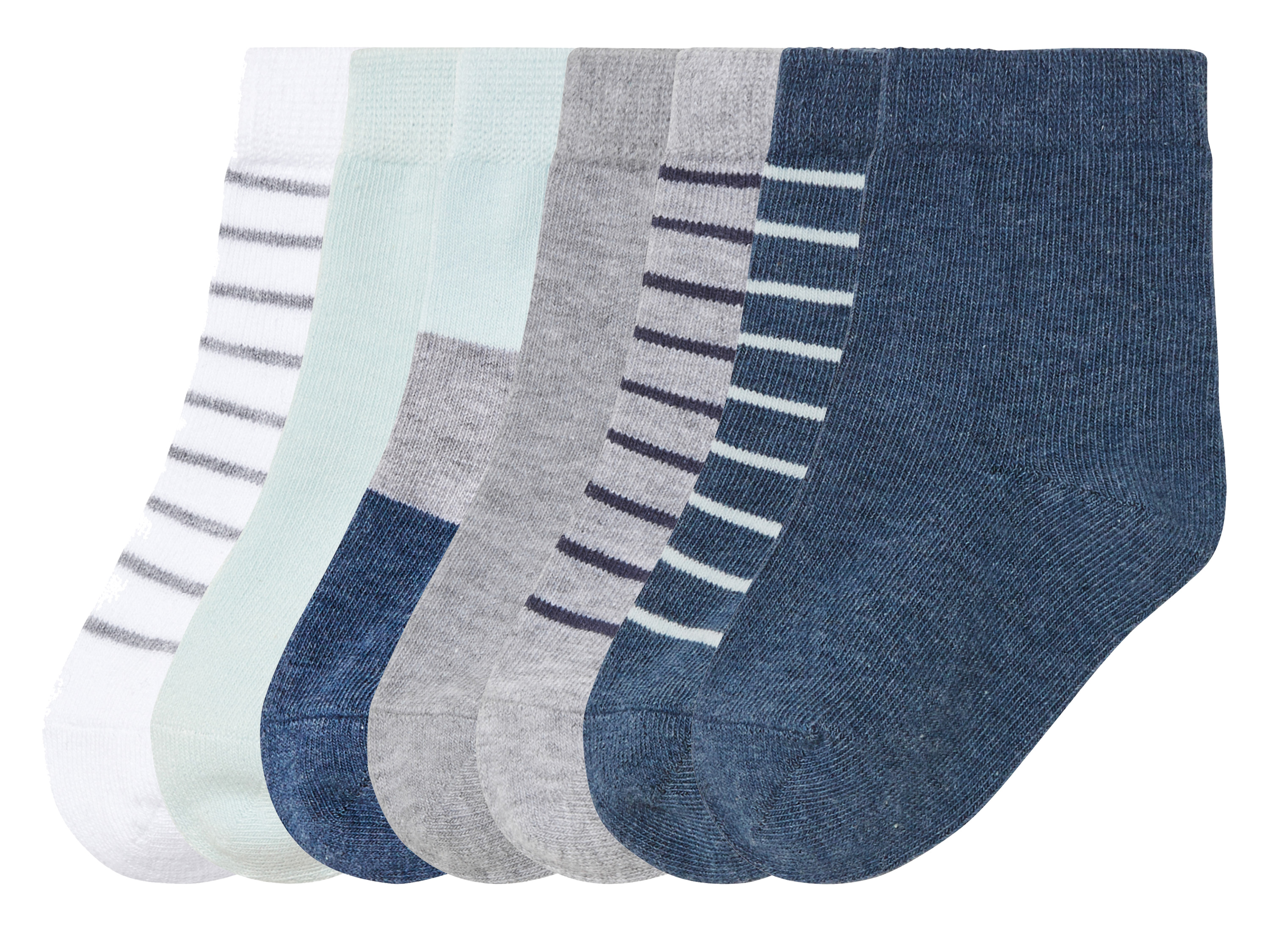 lupilu® Lot de 7 paires de chaussettes petit garçon (Blanc/gris/bleu, 19-22)