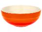 Bol orange et crème avec des rainures horizontales.