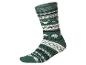 Chaussette verte avec motif Fair Isle blanc et noir