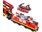 Train jouet rouge en briques de construction avec toit amovible