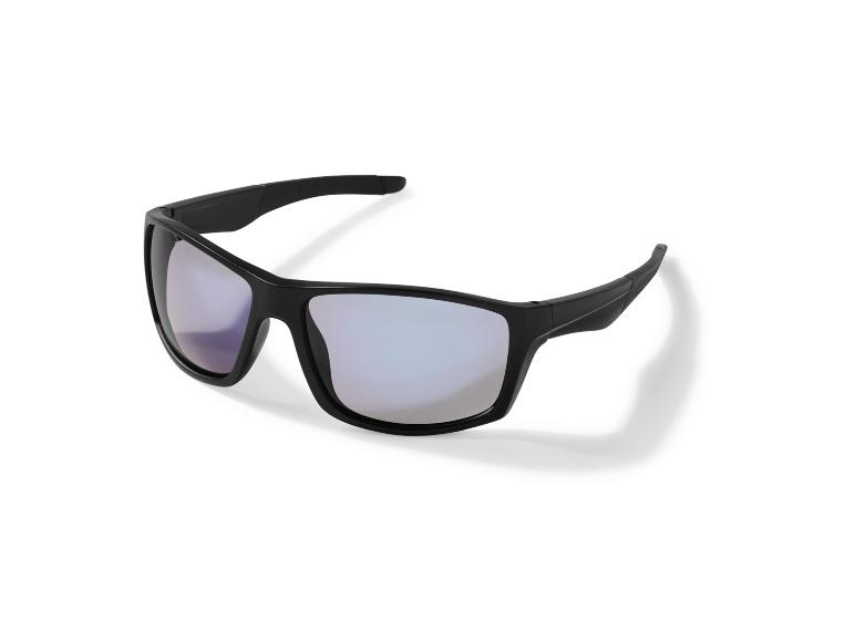 Lunettes de soleil de sport noires avec verres miroirs.