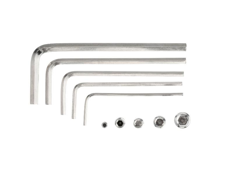 Assortiment de clés Allen et de bits de différentes tailles.
