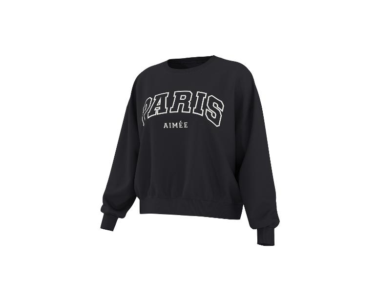 Sweat-shirt noir avec texte blanc 'PARIS AIMÉE'.
