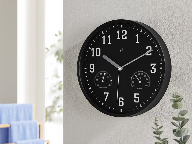 Aller en mode plein écran : AURIOL® Horloge murale avec thermomètre et hygromètre, Ø 25 cm - Image 5