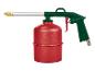 Un pistolet pulvérisateur Parkside vert avec un flacon pulvérisateur rouge.