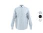 Chemise homme à manches longues, bleu clair, avec trois options de couleur.
