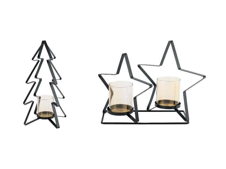 LIVARNO home Photophore festif en métal en forme de sapin et d'étoiles