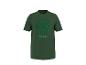 T-shirt vert foncé avec un motif de mots répétés en vert clair.