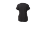 T-shirt de sport noir à manches courtes pour femme avec poche latérale zippée.