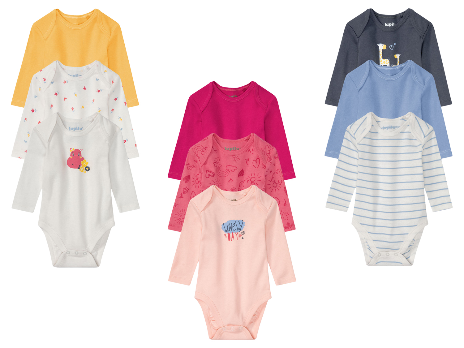 lupilu® Lot de 3 bodies bébé