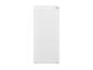 Congélateur vertical blanc avec porte, sur fond blanc.
