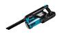 Un aspirateur sans fil noir et bleu.