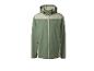 Veste softshell verte pour homme avec empiècements beiges et capuche.
