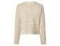 Pull en maille beige clair à manches longues et motif ajouré, vue de dos.