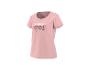 T-shirt rose pour femme avec imprimé floral et le texte 'NEVER STOP GROWING BLOOM'.