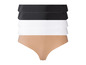Trois paires de culottes sans couture en noir, blanc et couleur chair.