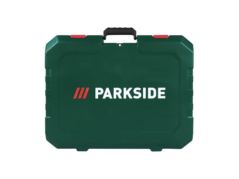 Mallette verte Parkside avec poignées noires et fermoirs rouges