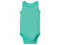 Un body bébé turquoise avec des boutons.