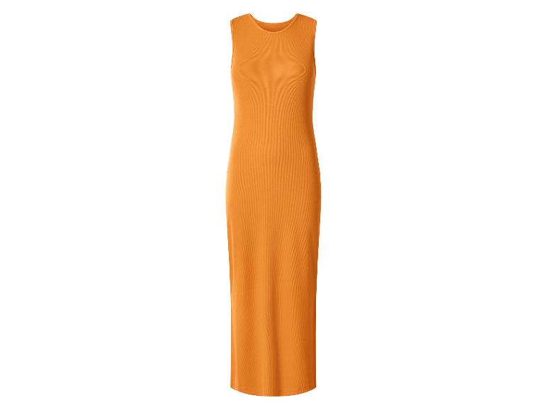 Robe longue orange sans manches pour femme avec texture côtelée