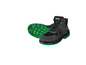 Chaussures de travail noires Parkside avec des semelles vertes.