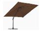Parasol de terrasse déporté rectangulaire marron avec une base grise.
