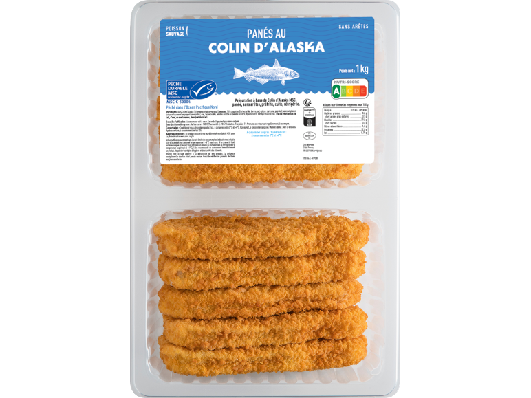 Panés au colin d'Alaska, 1 kg, avec Nutri-Score A.