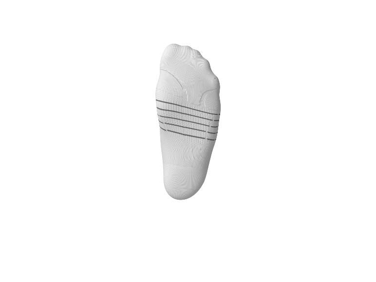 Chaussette de sport blanche à rayures grises, vue de dessous