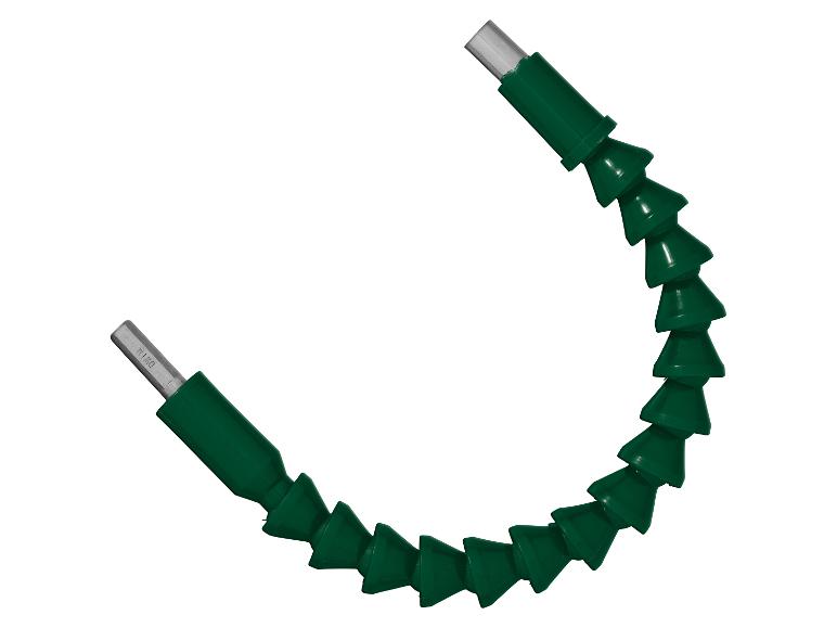 Rallonge flexible verte pour perceuse avec embouts métalliques.