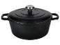 Cocotte en fonte noire avec couvercle et bouton argenté