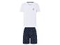 Pyjama avec t-shirt blanc et short marine à ancre.