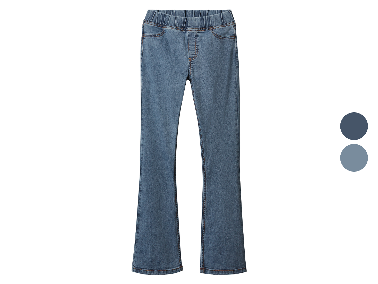 Jeans bleu clair à taille élastique.