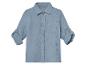 Chemise boutonnée bleu clair pour enfant, style décontracté.