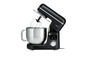 Un robot de cuisine Silvercrest noir avec un bol en acier inoxydable.