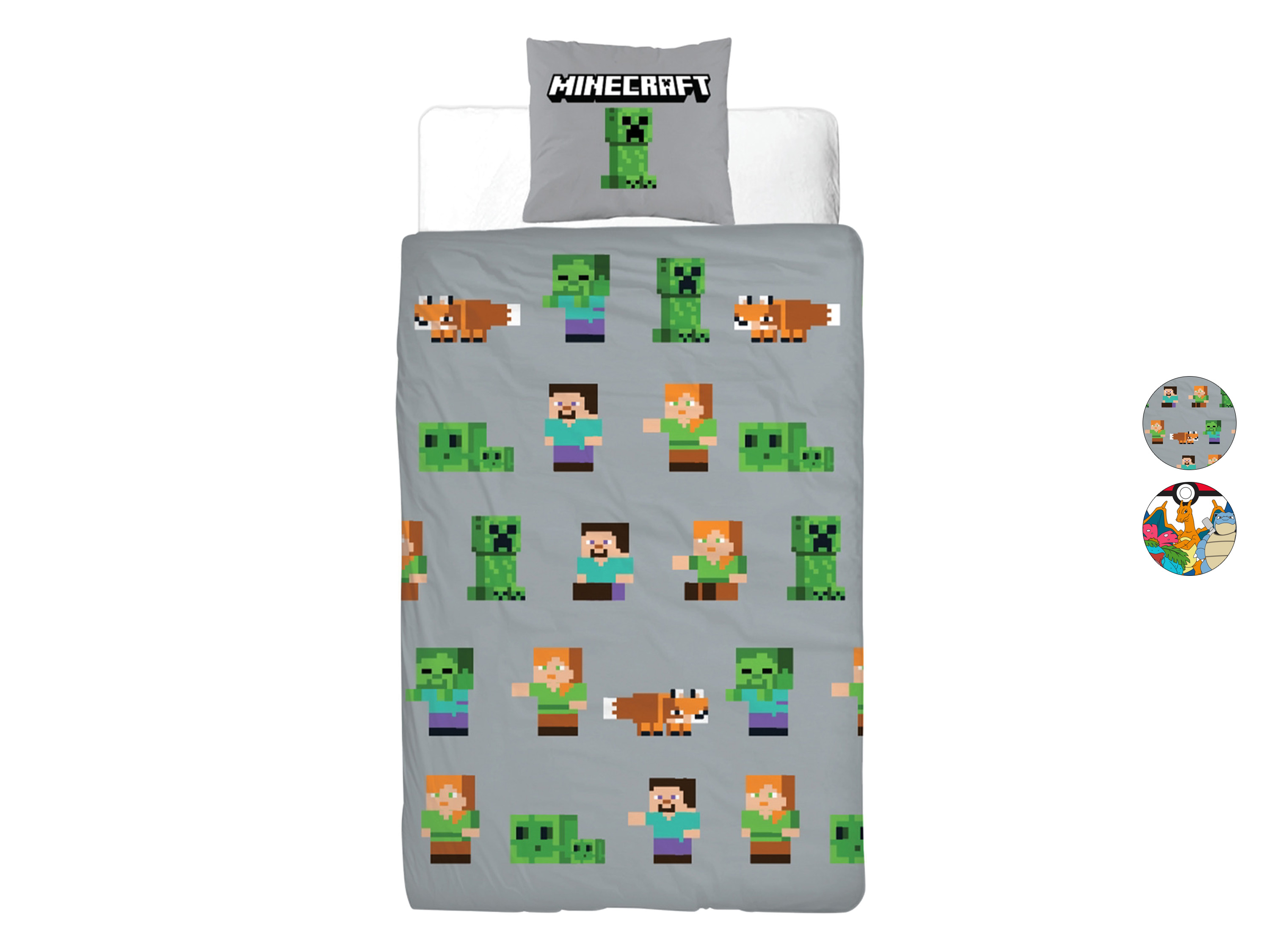 Parure de lit, Pokémon ou Minecraft, 140 x 200 cm