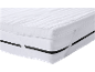 Matelas blanc avec surmatelas et fermeture éclair noire.