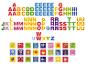 Alphabet illustré avec animaux et objets ; lettres décorées.