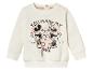 Un sweat-shirt blanc à manches longues avec un imprimé Mickey Mouse et Minnie Mouse.