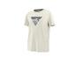 T-shirt crème à manches courtes avec un motif de montagne triangulaire gris.