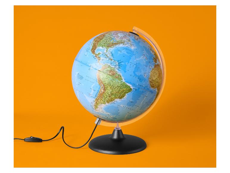 Globe terrestre lumineux sur fond orange.