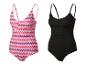 Deux maillots de bain: un rose à motifs et un noir.