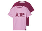 Deux t-shirts, rose et violet, avec un imprimé d'animaux et le texte 'Nature Friends'.