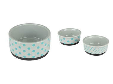zoofari® Grande gamelle ou set de 2 petites gamelles en céramique, avec fond en caoutchouc