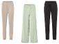 Pantalons beiges, verts et noirs avec taille élastique.