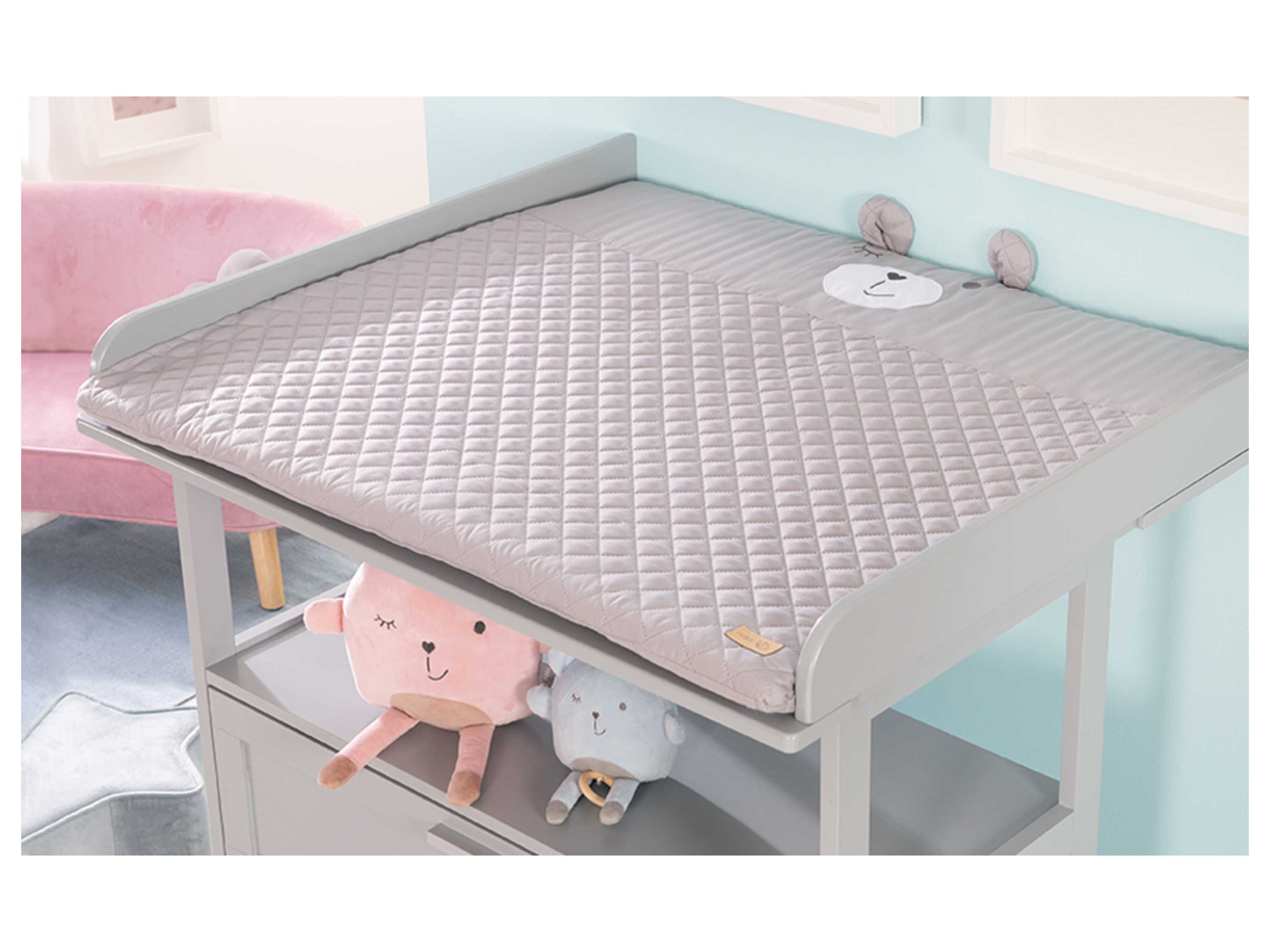 Roba Matelas à langer Style Sammy 85 x 75 cm gris avec bords surélevés pour garçon - vue 3