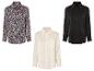 Trois chemises: une à imprimé floral, une blanche et une noire.