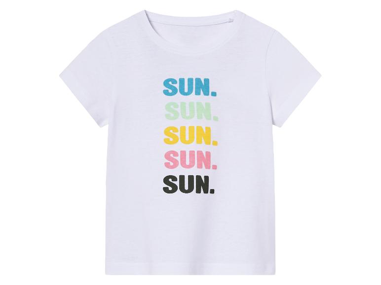 T-shirt blanc pour enfant avec inscription "SUN" multicolore.