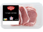 5 steaks de porc en barquette, avec une étiquette noire, Nutri-Score A et 400 g.