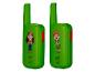 Deux talkies-walkies jouets verts avec des dessins d'enfants