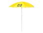 Parasol de plage jaune Lidl avec un motif répétitif.