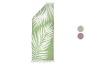 Serviette de plage verte avec motif feuilles de palmier blanches et pompons